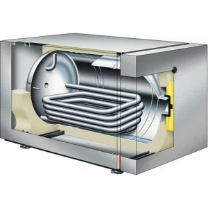 Viessmann Edelstahl-Warmwasserspeicher Vitocell 300-H EHA 350 L – Liegend – Farbe Vitosilber – 3003628 6